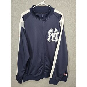 Stitches New York Yankees Jacket XL Blue Warm Up Track Throwback Full Zip